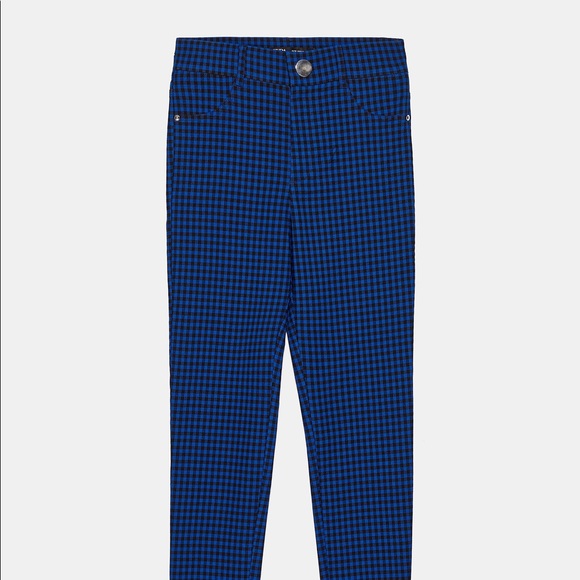 Zara Blue Gingham Leggings NWT - Picture 4 of 4